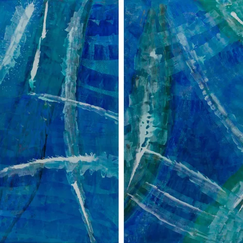 DYNAMIC STILLNESS ACRYLIC ON CANVAS, 2 PARTS, EACH 240 x 140 cm